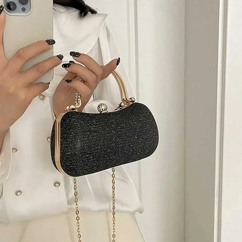 Sac à main de soirée Flash pour femme avec poignée supérieure en métal et bandoulière carrée, sac à chaîne Y241019_voghion.com