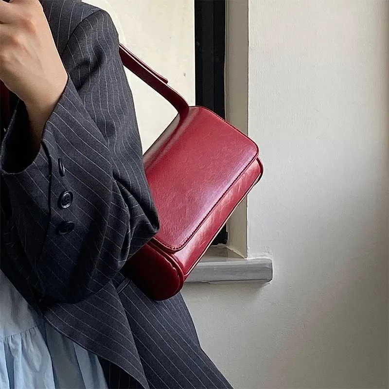 Borsa da donna vintage, rosso vino, sottobraccio, alla moda, semplice, in pelle PU, quadrata, con texture, da sposa, a tracolla_voghion.com
