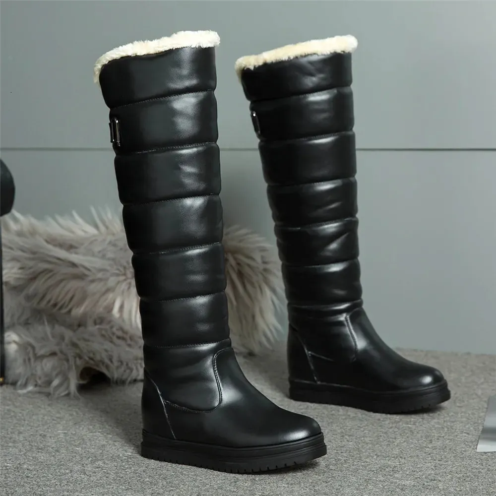 Stivali alti fino al ginocchio da donna con plateau, in peluche, modello MUJI, colore: rosa, bianco, caldi, invernali, taglia 34-43 240930_voghion.com