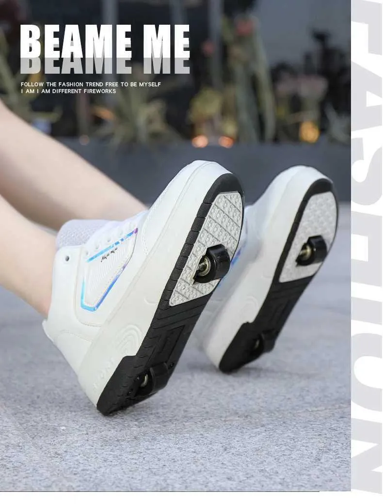 Roller Skate Shoes Kids Skating Spring Autumn Children Fashion Casual Sport Gift for Girls Boys 2 Wheels Sneakers_voghion.com