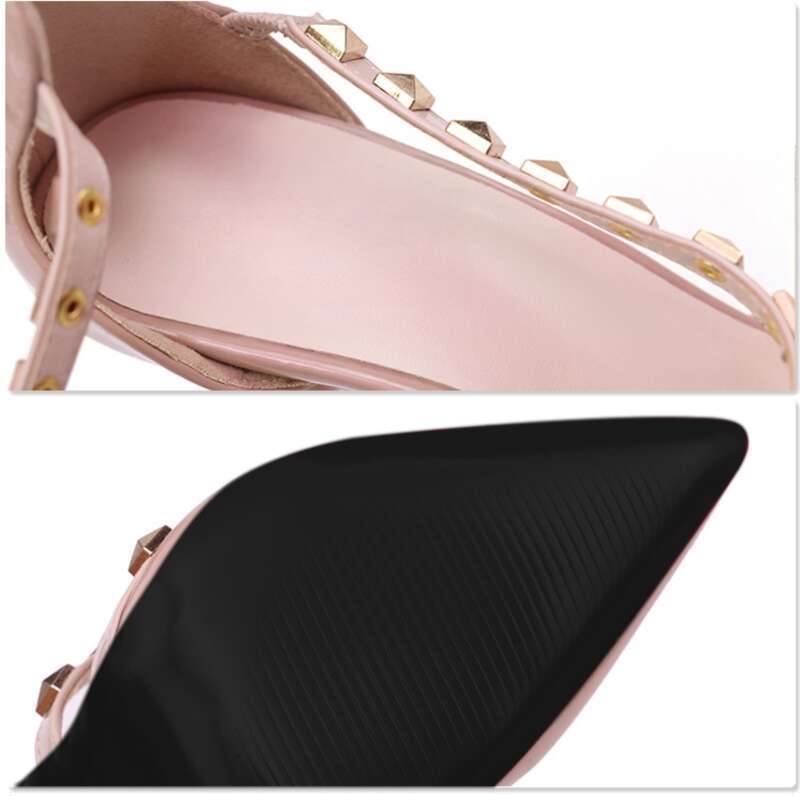 2025 Tacco alto sottile, bocca bassa, borchie appuntite, cinturino cavo_voghion.com