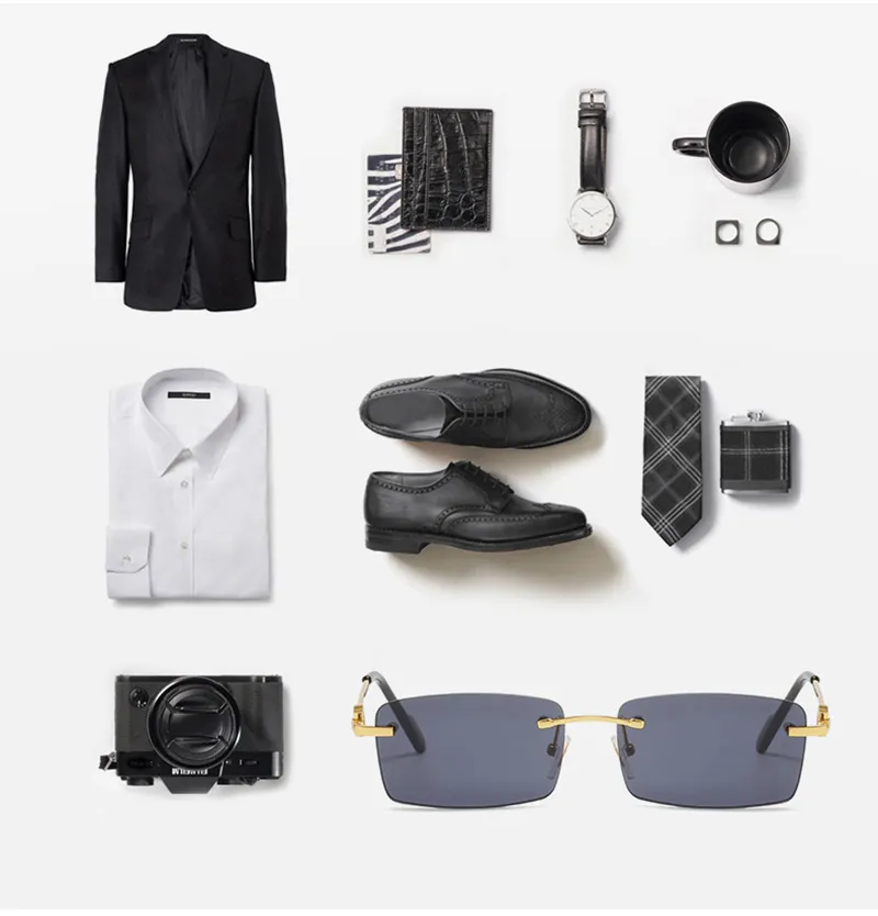 Wholesale Rimless Fashion hardware Series Sunglasses Metal driving glasses High Quality Designer UV400 rectangular shape_voghion.com