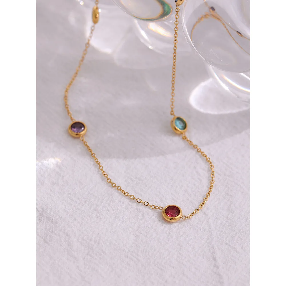 Colliers pendentifs Collier chaîne en acier inoxydable 316L Collier délicat en zircone cubique Bijoux tendance Bijoux Femme Fête_voghion.com