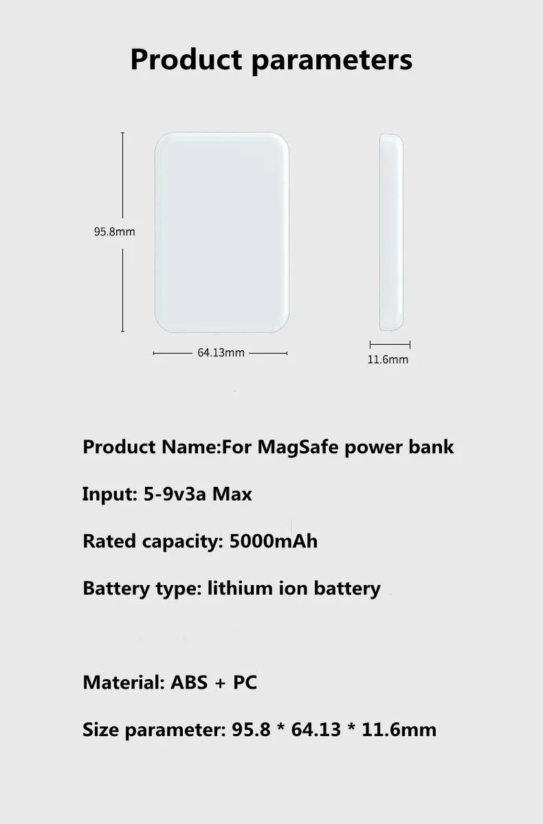 Wireless 5000mAh Mag- Safe Matte Power Bank Fast Charging Portable C Magnetic Rechargeable Battery Pack Wireless_voghion.com