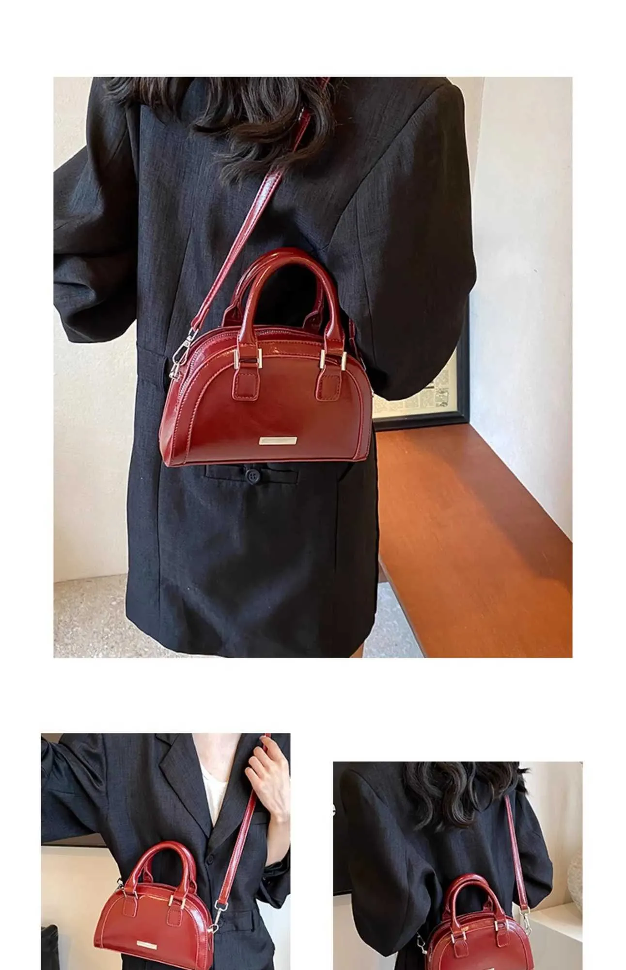 Vintage dames handtas rood schoudertas crossbodytas veelzijdig_voghion.com