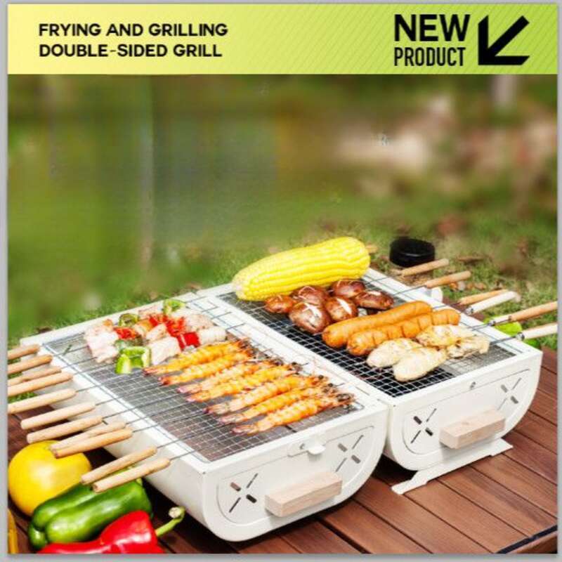 【 Sammlung von 3432 Personen 】 Grill verdickt doppelseitig Dual-Purpose Kochen im Freien Camping tragbare Barbecue Herd_voghion.com