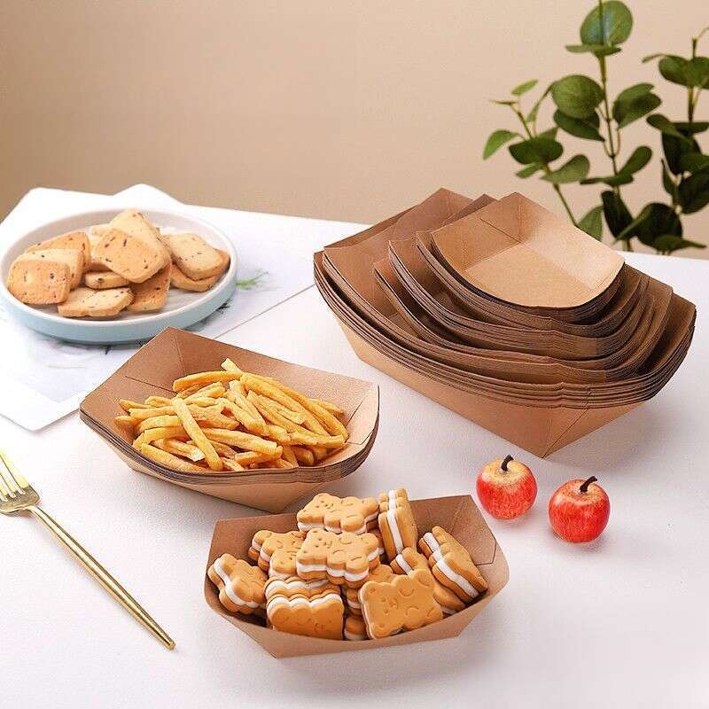 Kraft Open Boat Commercial Fried No Folding Chicken Rice, Flower Chips, Snack Box, Paper Tray, Barbecue Tray_voghion.com