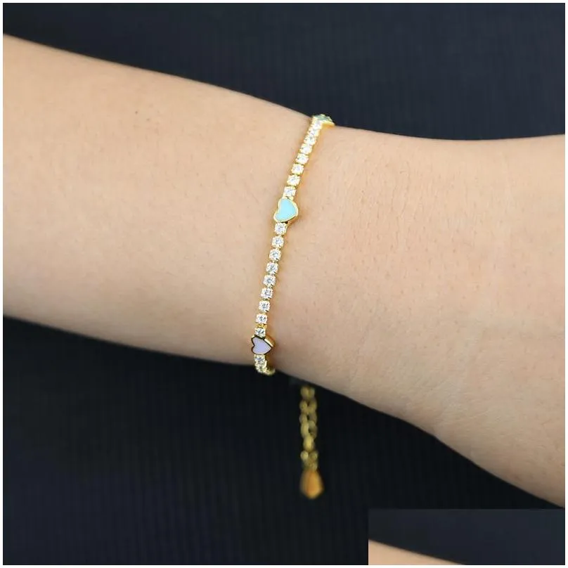 Bracciale charm smaltato arcobaleno cuore tennis elegante_voghion.com