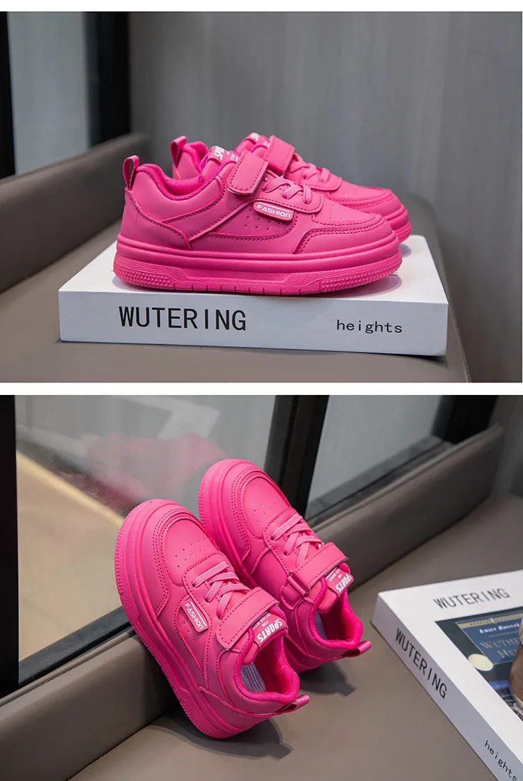 Toddler White Leather Pink Yellow Cute Girls Sneakers Littlesprouts Anti Slip Lightweight Kids Casual Board Soft Sole_voghion.com