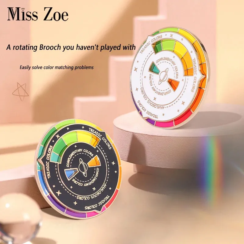 Spille smaltate con bussola rotante colorata personalizzata, spille da notte formali, spille da zaino, cappelli, distintivi da bavero, gioielli, regalo per amici_voghion.com