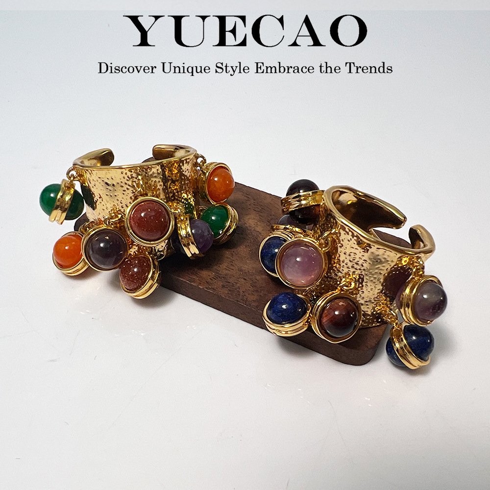 Anillo Duobao que no se decolora con diseño pequeño y piedra natural de gran venta en Instagram_voghion.com