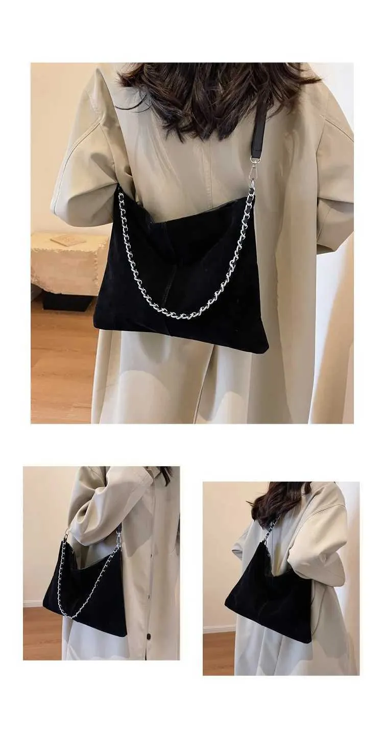 Stylish Women's Suede Shoulder Bag Large Capacity Leather Handbag_voghion.com