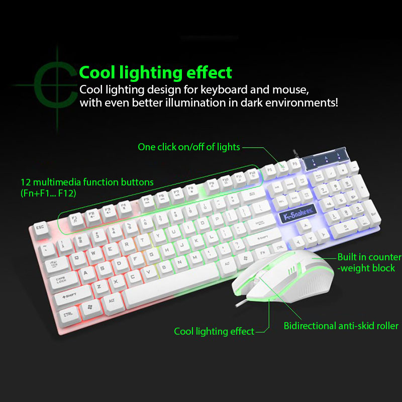 Ensemble KM320 et souris, clavier de jeu rétroéclairé lumineux et étanche_voghion.com