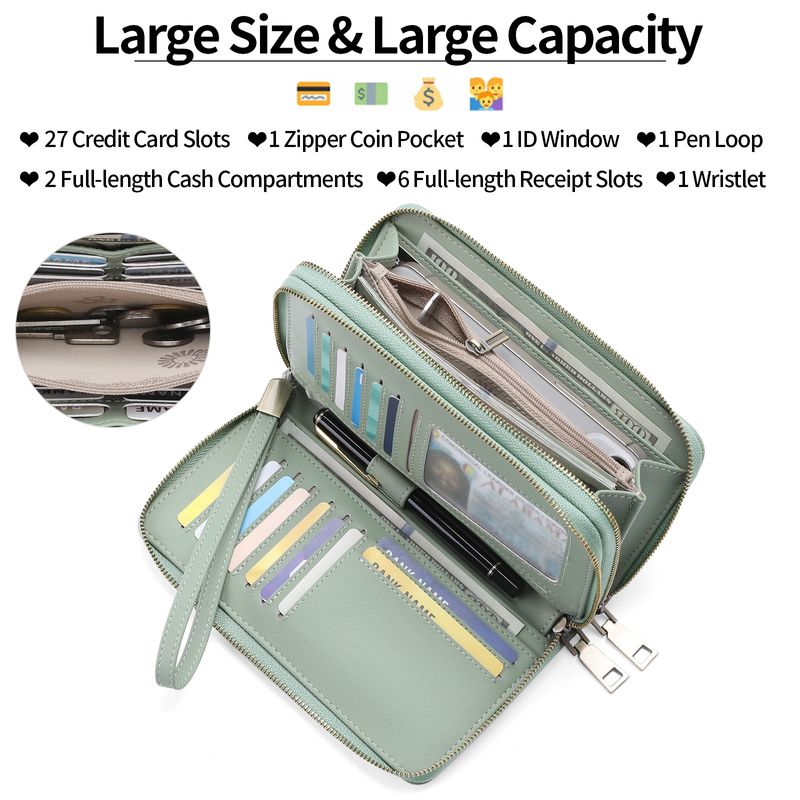 Brieftasche damen lange mode große kapazität multi-karte brieftasche doppel-reißverschluss_voghion.com