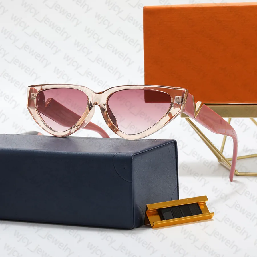 Summer Designer Sunglasses Beach Glasses Fashion Cat Eye Full Frame Letter Design for Man Woman 4 Color Good Quality_voghion.com