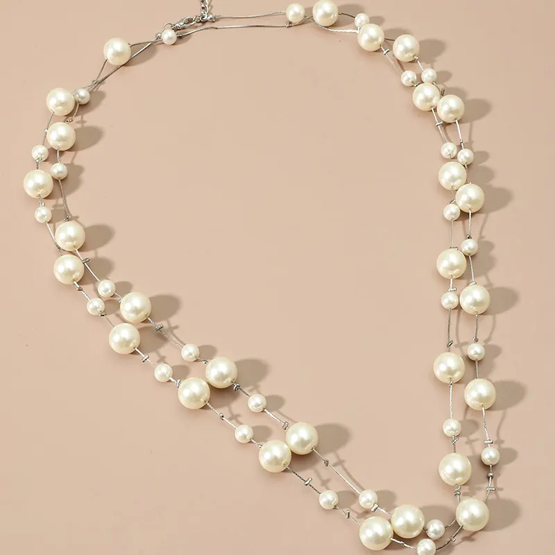 Collana lunga di perle elegante per donna catena stile coreano_voghion.com