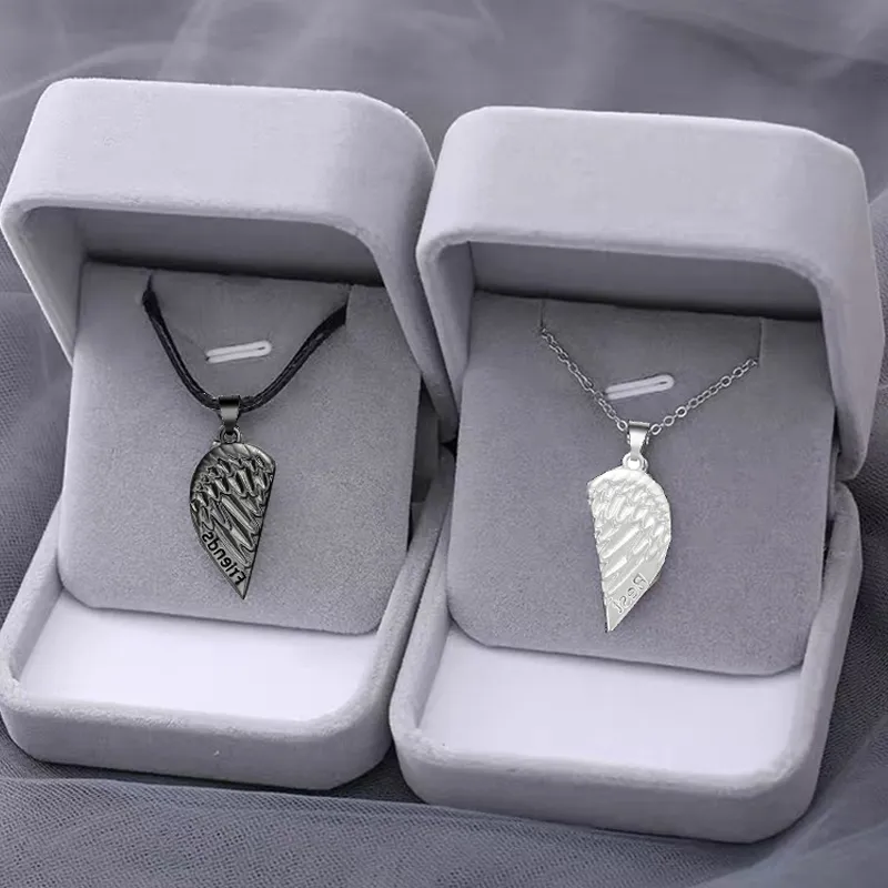 Wisiorki 2 szt. Modny magnetyczny naszyjnik dla par dla zakochanych gotyckie serce przyjaciel impreza prezent biżuteria akcesoria_voghion.com