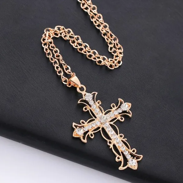 Collane con ciondolo God We Trust Collana con croce di cristallo Gioielli regalo per le donne_voghion.com