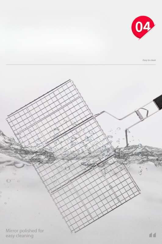 【 94 % positive Bewertungsrate 】 Fire Shepherd 304 Edelstahl Grillfisch-Clipnetz, Grillroste, Schienen, Barbecue_voghion.com