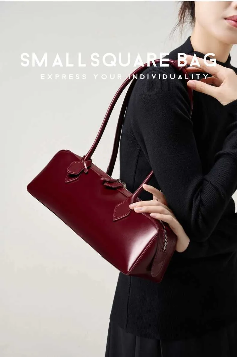 Genți de umăr coreene din piele naturală Hifashion pentru femei, genți de mână cu mâner lung, tip cârnat, pentru femei_voghion.com