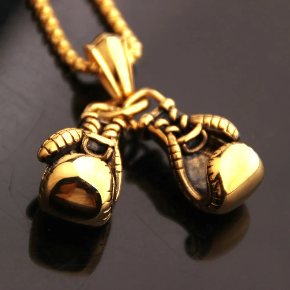 Pendant Necklaces 2pcs/set Mens Unisex Stainless Steel Sier Color/gold Black Boxing Gloves Necklace Sport Colar Jewelry_voghion.com