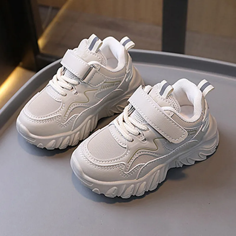 Witte zwarte kindersportschoenen voor jongens en meisjes, modieuze antislipschoenen voor studenten, Happysteps outdoor peutersneakers_voghion.com