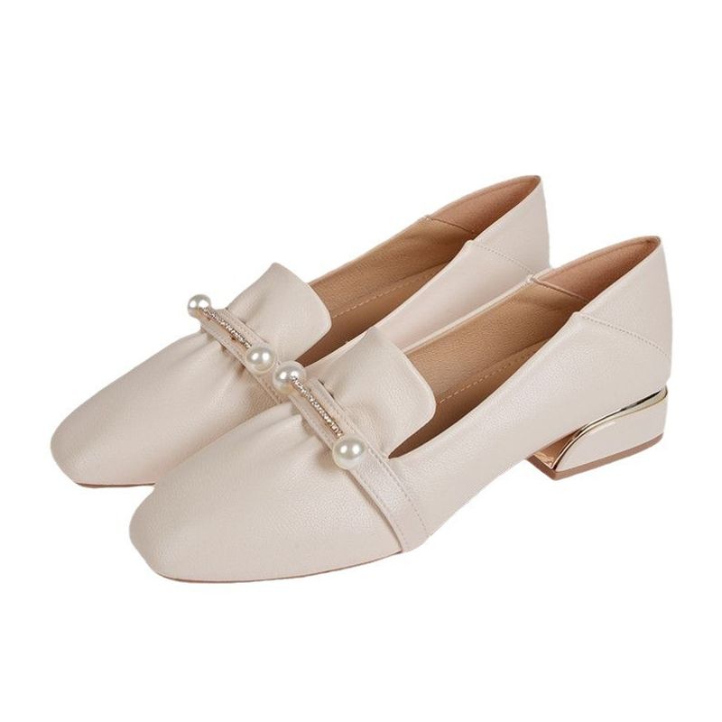 Women's hundreds of soft leather summer net red models evening wind gentle temperament fairy commuting middle heel_voghion.com