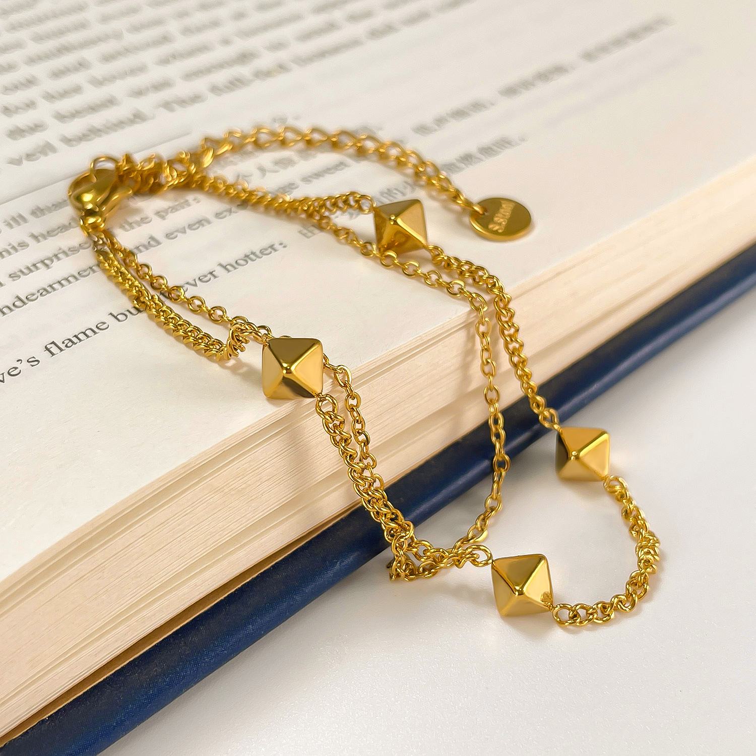 Geometric Accessory/ Temperament Twin Chain Titanium Steel Bracelet For Women_voghion.com