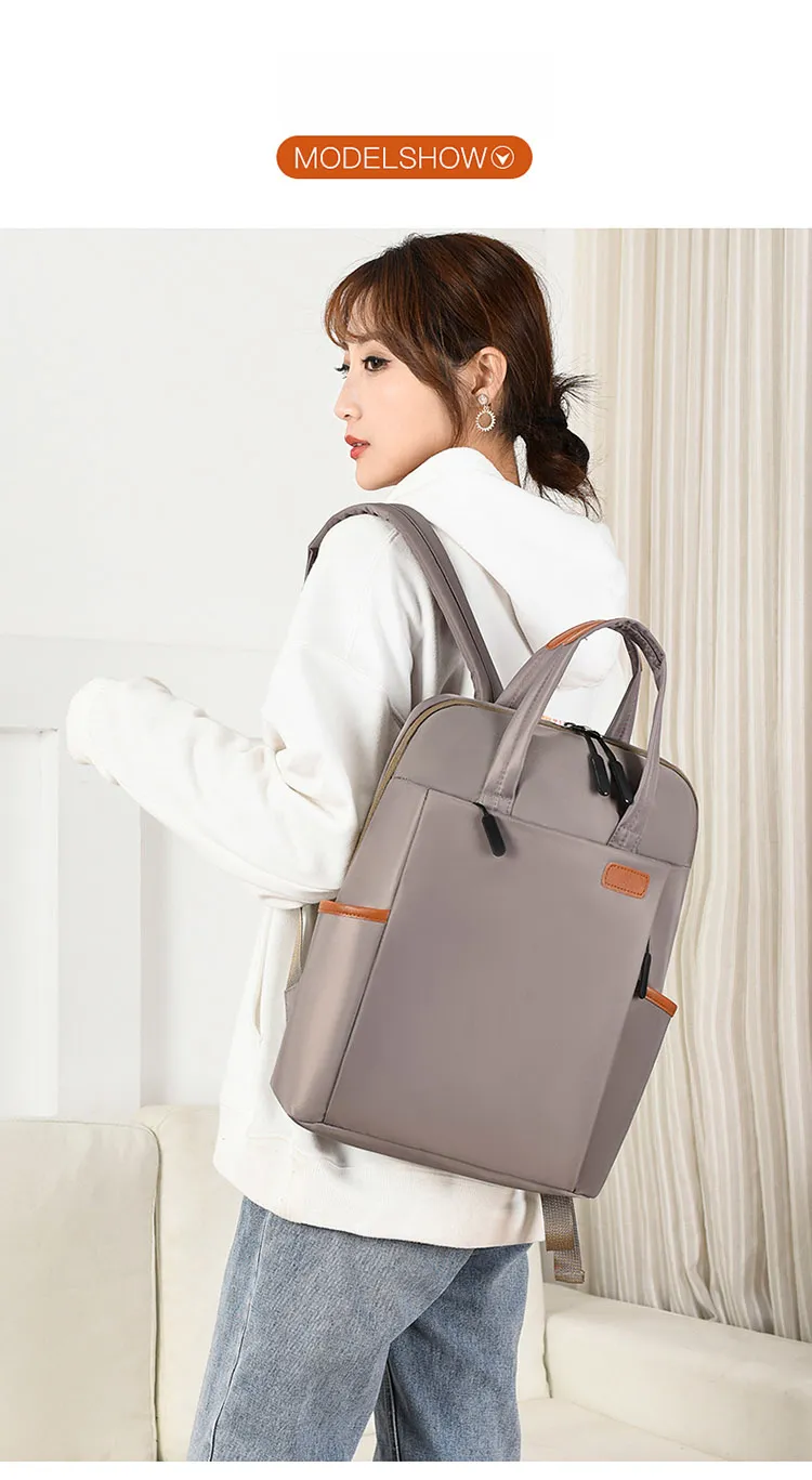 Woman Backpack Fashion Oxford College Student School Backpacks 13 14 Inch Laptop Bag Waterproof Business Travel Rucksack_voghion.com
