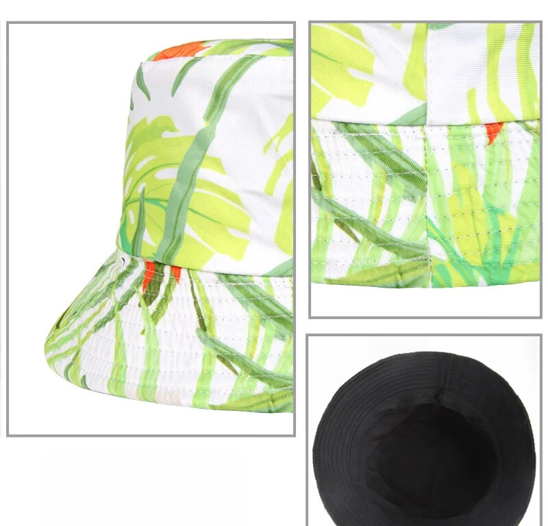 Nieuw met blad, bloemenprint, schaduw, visser voor mannen en vrouwen buitenrecreatie, zonwering bassinhoed trend Emmerhoed_voghion.com
