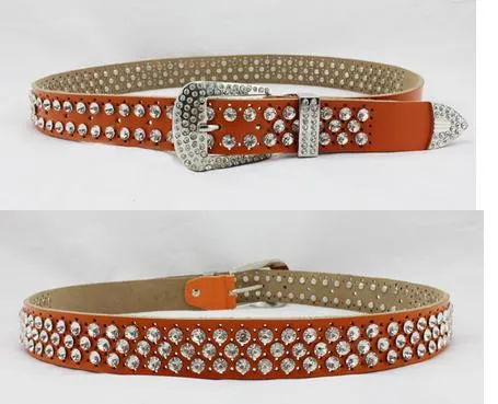 Rhinestone bälte för kvinnor i läder med kristaller midjebälte_voghion.com