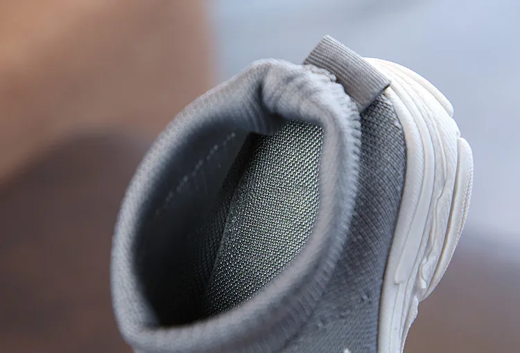 Tênis de cano alto infantil casual sem cadarço respirável meias infantis antiderrapantes botas de neve meninos meninas calçados esportivos tamanhos 21-30_voghion.com