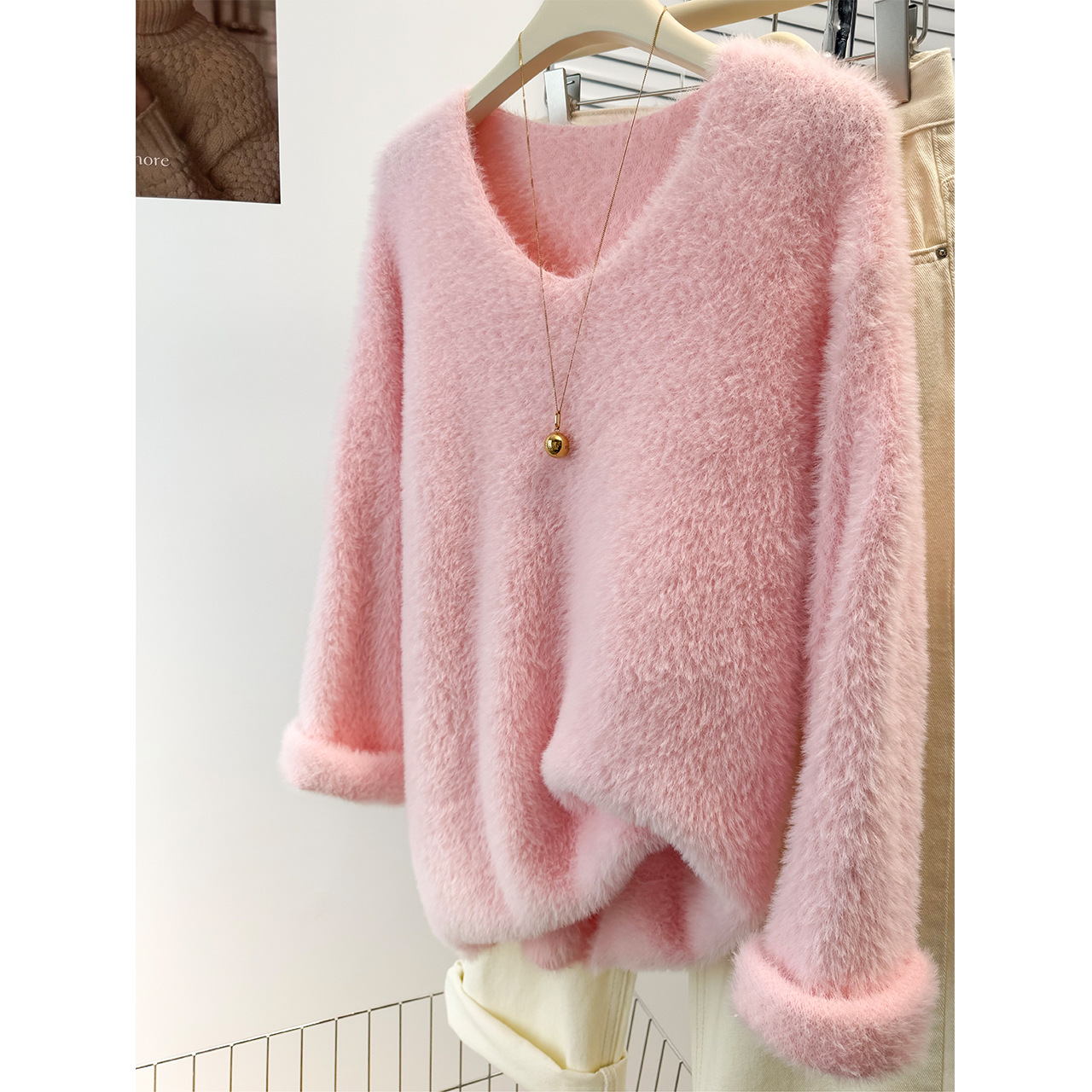 Women's Clothing Autumn And Winter Loose Soft Oversized Knit Sweater Women's Winter Loose Thick Cozy Casual Round Neck Long Sleeve Pullover
