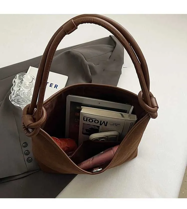 Sacs à main en daim tendance pour femmes, sacs à bandoulière solides de grande capacité, sacs à bandoulière décontractés pour femmes, polyvalents, doux, sous les bras_voghion.com