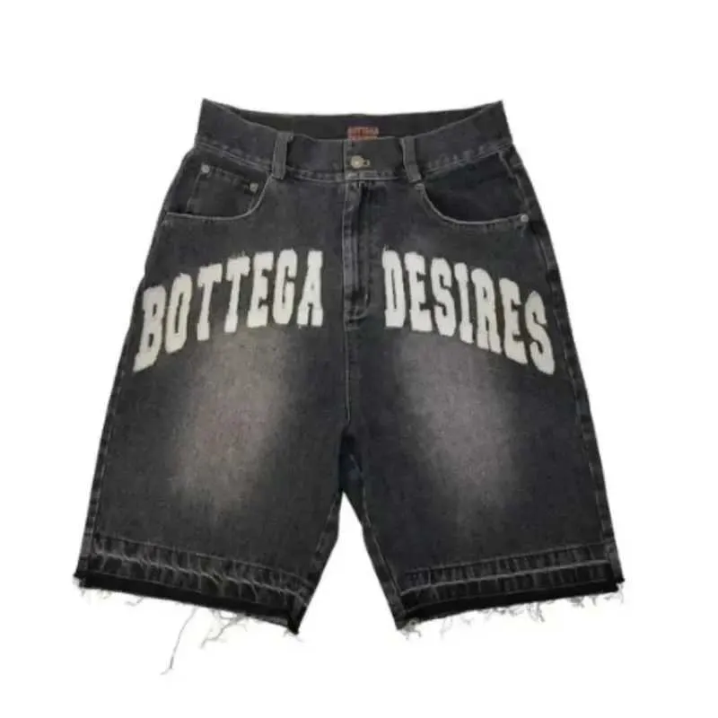 Pantaloncini in denim larghi con ricamo a motivo lettera Haruku Y2K Street da uomo, stile americano, nuova moda, gotici, a vita alta_voghion.com
