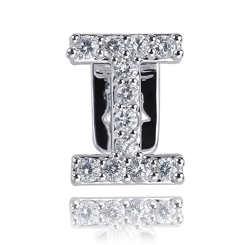 Weißgold Iced Out A-Z Benutzerdefinierter Name Buchstabe Grillz Voller Durchmesser Zirkonia Bg Zähne DIY Fang Grills Untere Zahnkappe Hüfte_voghion.com
