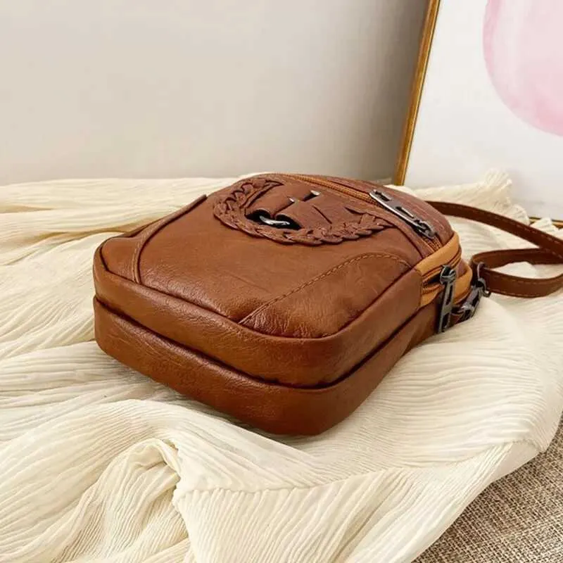 Bolsa transversal vintage de couro sintético para celular_voghion.com