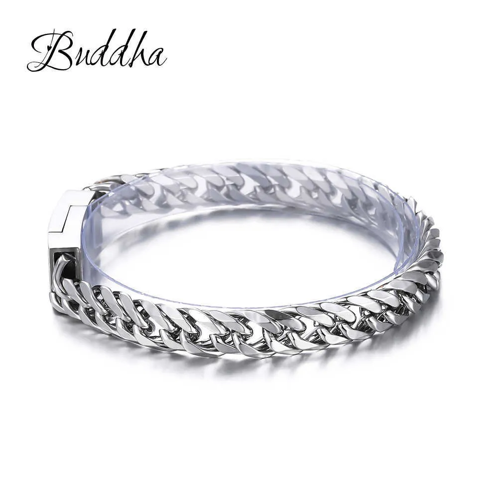 Brățară cu lanț din argint Buddha, culoare argintie, pentru bărbați, bijuterii, cadou, calitate bună, 210609_voghion.com