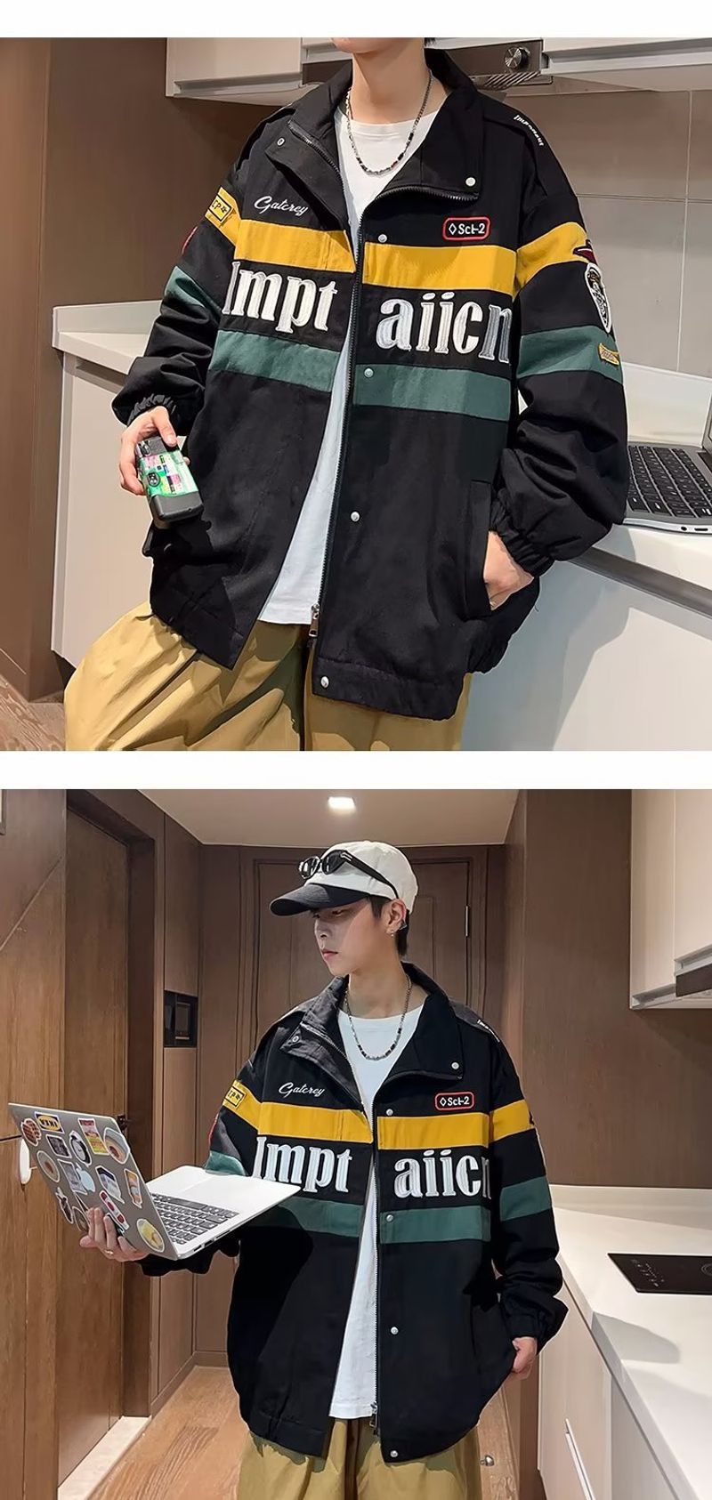 Baggy Racing Suit Trendy Baseball Jacket_voghion.com