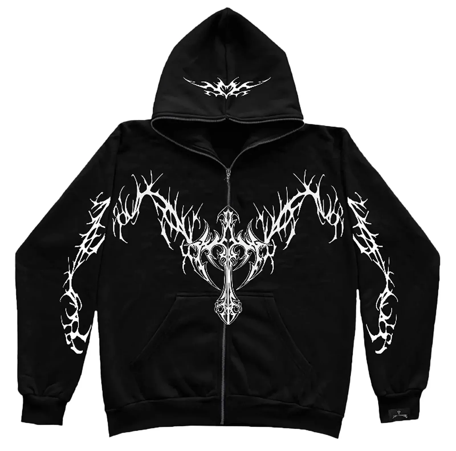 Retro American Fashion Graphic Print Zip Up Hoodie Women Casual Loose Fall Streetwear Y2K Clothes Haruku Jacket hoodies_voghion.com