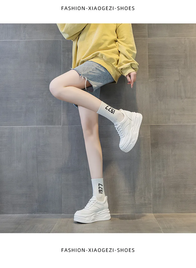 Dikke, hoge leren skateboardschoenen met ronde neus voor comfort en extra hoogte, sportschoenen met rubberen zool_voghion.com