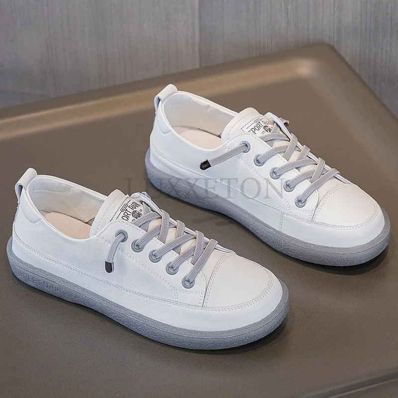 Comfortable Women's Leather Board Shoes Lightweight Flat Design_voghion.com