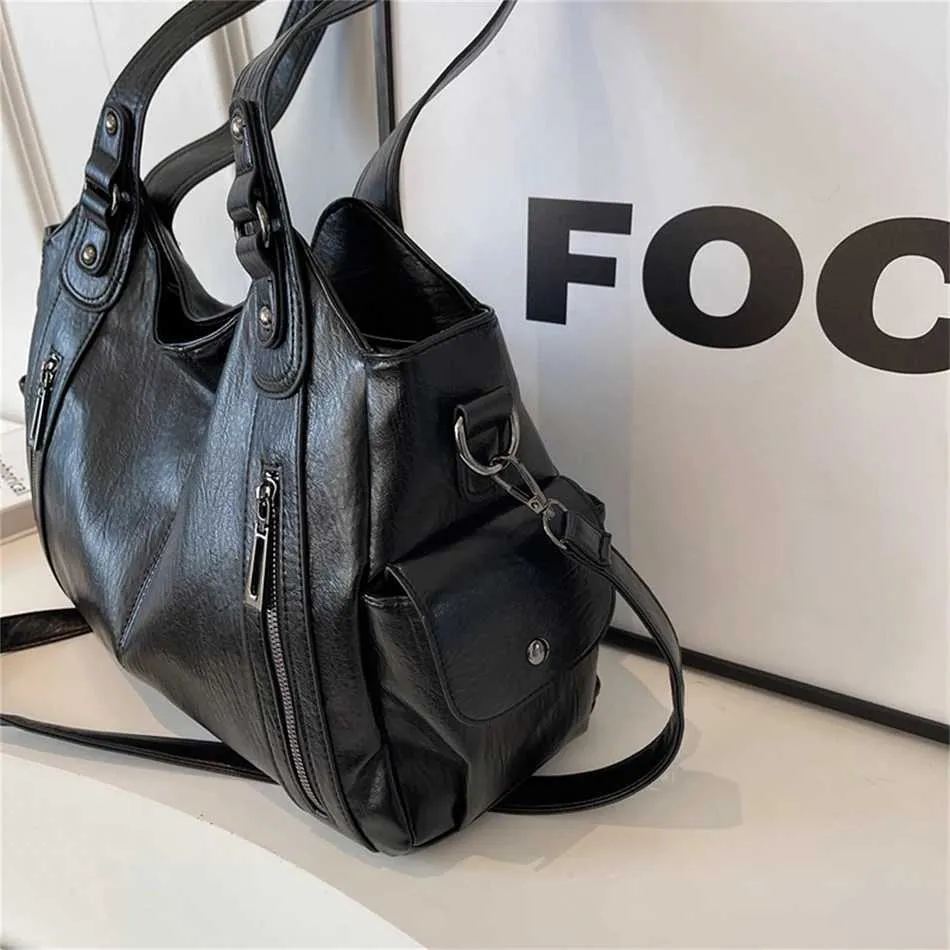 Women's Large Shoulder Bag Two Layer Soft Leather Retro Handbag_voghion.com