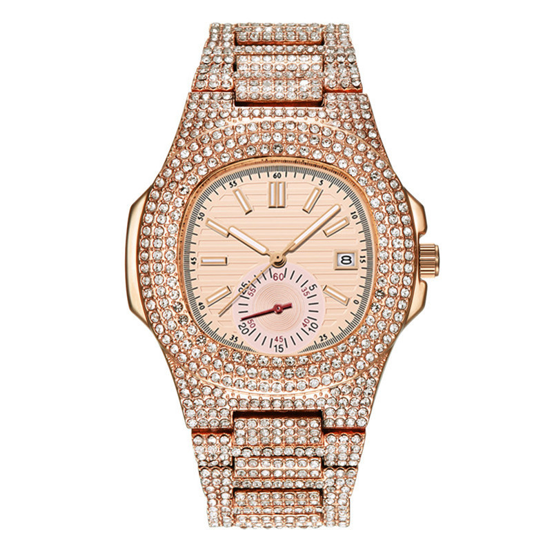 Hip Hop Set Huaqiangbei Brand Diamond Personalized Water Ghost Full Sky Star Calendar Quartz Watch Men's Edition_voghion.com