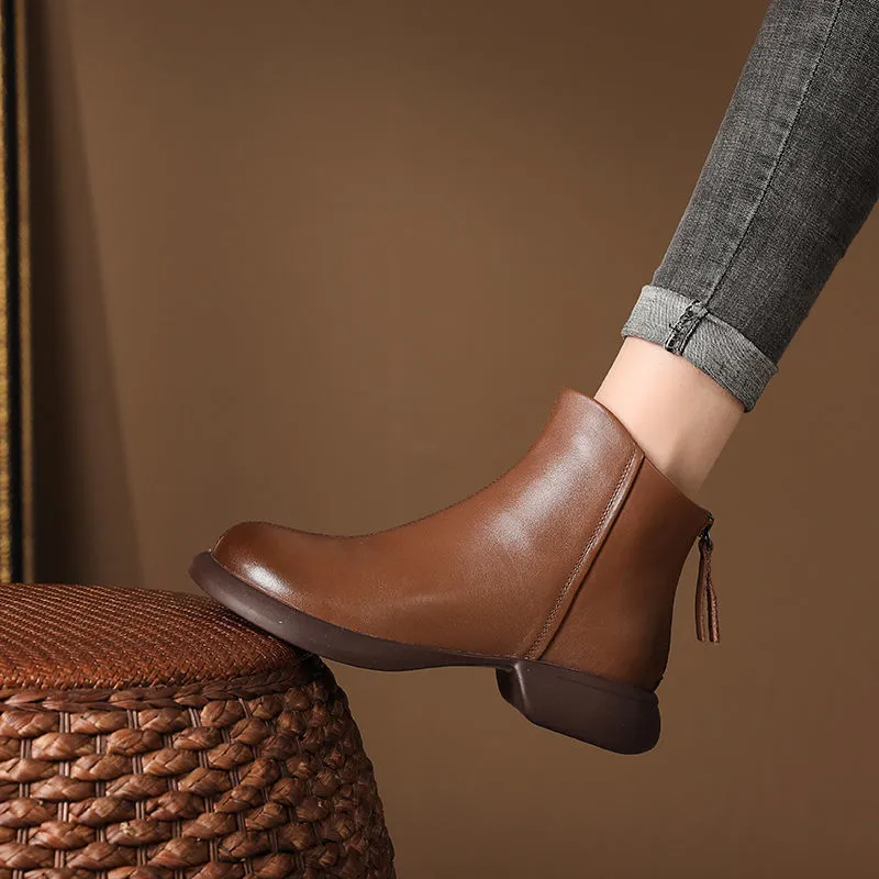 Martin Fashion Versatile Retro Western Short Autumn And Winter Back Zipper Women's Boots Soft Sole Casual_voghion.com