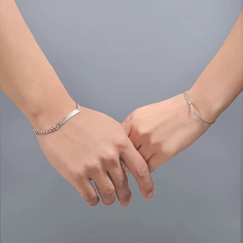 Högkvalitativt bergsträ med grenar för män och kvinnor i titanstål, parmodell, alla hjärtans dag-presentarmband_voghion.com