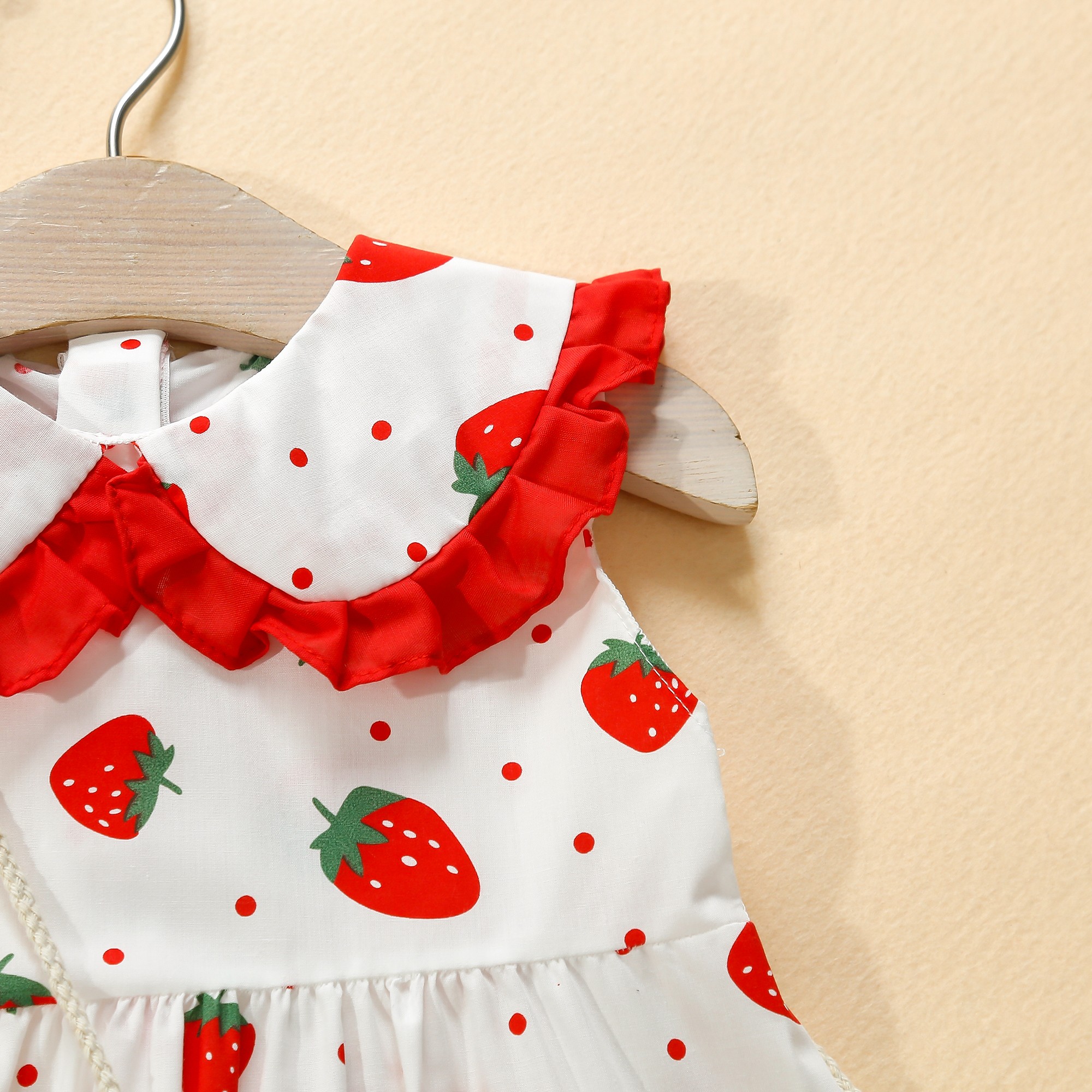 Mädchen Baby Baumwolle Kleid Ärmellos Puppe Kragen Erdbeere Gedruckt Tank Top Kleid Senden Tasche_voghion.com