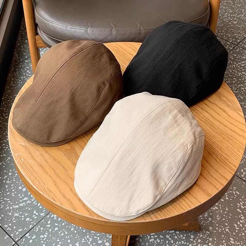 British Style Retro Newsboy Cap For Women Solid Colour Summer Hat_voghion.com