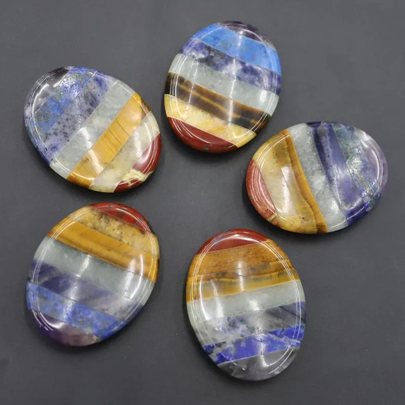 Pendant Necklaces Natural Gem 7 Chakra Energy Thumb Concave Smooth Massage Stone Reiki Healing Crystal Spiritual Therapy_voghion.com