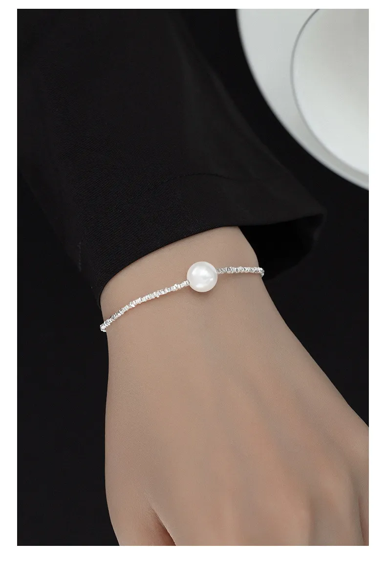 Neregulāras krelles ķēde Sieviešu rotaslietas Eleganta Sterling Sier Pearl Charm Kaklarota_voghion.com